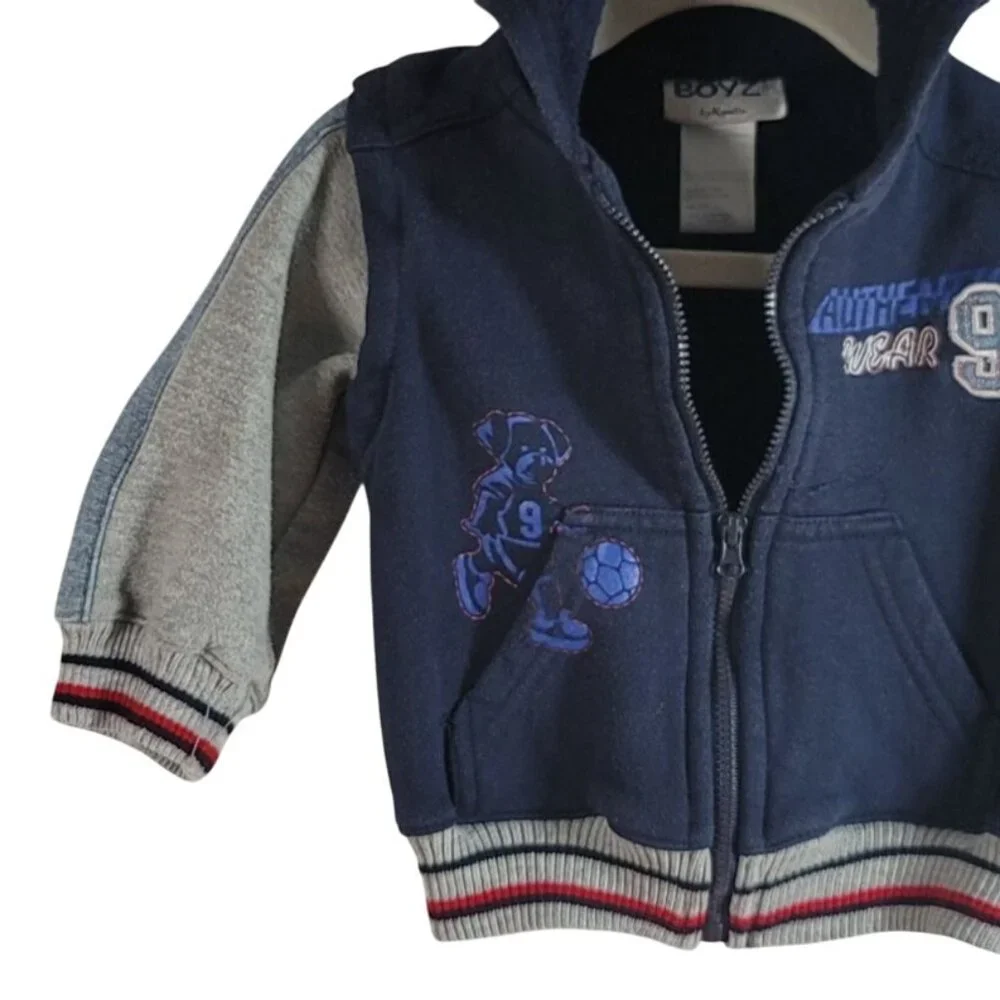 Boyz Wear by Nannette Varsity Jacket Blue Size 18M Hood Full Zip 2 in 1 Vest